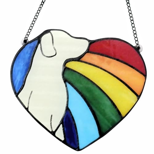 ASOCEA Buntglas-Gedenkgeschenke für Hunde, hängende Regenbogenbrücke, Hundebeileidsgeschenk für den Verlust des Hundes, Haustierverlust-Geschenke, Hunde-Erinnerungsornament (Liebesstil) von ASOCEA