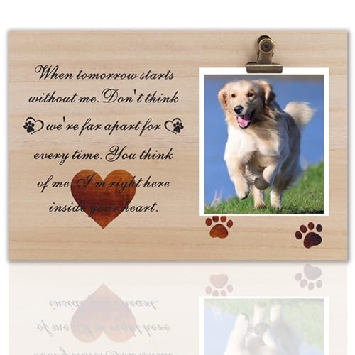 ASOCEA Gedenk-Bilderrahmen für Haustiere, Gedenkgeschenk, Gedenkbild, Holz, Clip-Rahmen, Beileidsverlust, Geschenke für den Verlust von Hund, Katze, Haustier, Gedenkgeschenk von ASOCEA