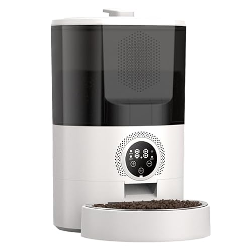 Futterautomat Katze 5L, Katzenfutter Automat mit Edelstahlnapf Trockenfutter Futterspender 1-5 Mahlzeiten pro Tag Futterspender für Katzen/Hunde von ASONINE