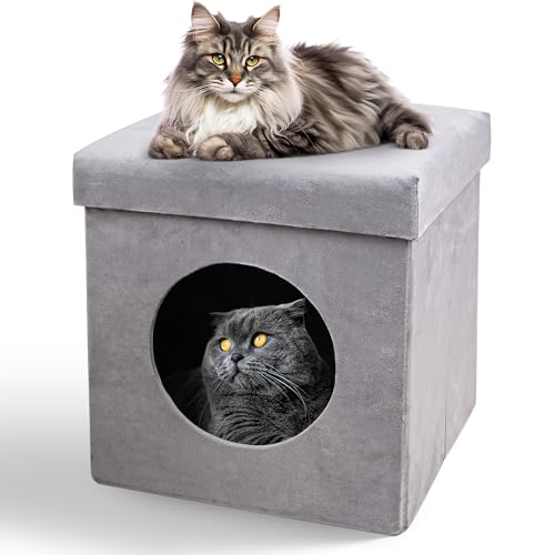 ASPCA Faltbares Katzenhaus aus Filz – gemütliches und faltbares Versteck für Katzen und kleine Hunde, unterstützt Komfort und Wohlbefinden, 31,8 x 31,8 x 34 cm, Grau ASPCA Faltbares Katzenhaus aus Filz – gemütliches und faltbares Versteck für Katzen und kleine Hunde, unterstützt Komfort und Wohlbefinden, 31,8 x 31,8 x 34 cm, Grau von ASPCA