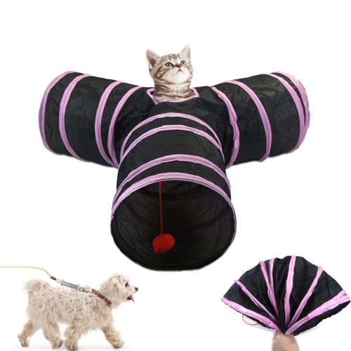3-Wege-Katzen-Spieltunnel, zusammenklappbar, für Haustiere, interaktives Spielzeug für Katzen, interaktives Labyrinth-Spielzeug für Kätzchen, Welpen, Kaninchen, Meerschweinchen von ASTRL