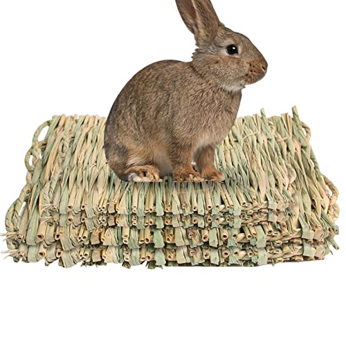 ASTRL Kaninchengrasbett, Stroh-gewebte Kaninchenmatten für Käfige, Kaninchenspielzeug, Kleintiere, handgefertigt, Bettwäsche, Heumatte, Kauspielzeug für Meerschweinchen, Chinchilla, Kaninchen von ASTRL