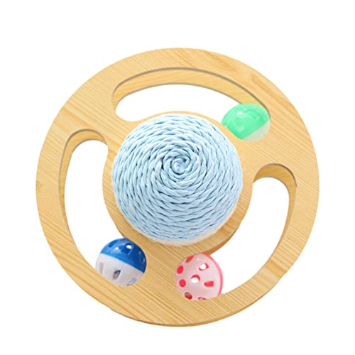 ASTRL Katzen-Sisalball – Weltraum-Asteroid-Kratzspielzeug | mit drei Glockenbällen Drehteller zum Schutz von Möbeln von ASTRL