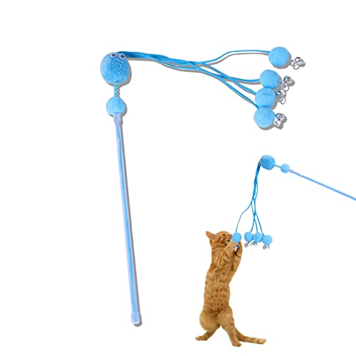ASTRL Katzen-Teaser-Zauberstab - Stick Fish Katzenspielzeug mit Glocke | Niedliches Haustierzubehör zum Trainieren, Necken, Fangen, Springen, Beißen, Spielen für Kätzchen, Katzen für Indoor-Spielzeug von ASTRL