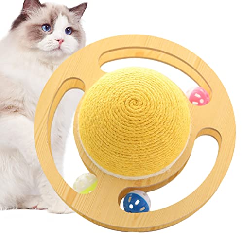 ASTRL Katzenkratzball – Weltraum-Asteroid-Kratzspielzeug | Plattenspieler-Track-Krallenball mit drei Glockenbällen, interaktives Katzenspielzeug für Indoor-Katzen von ASTRL