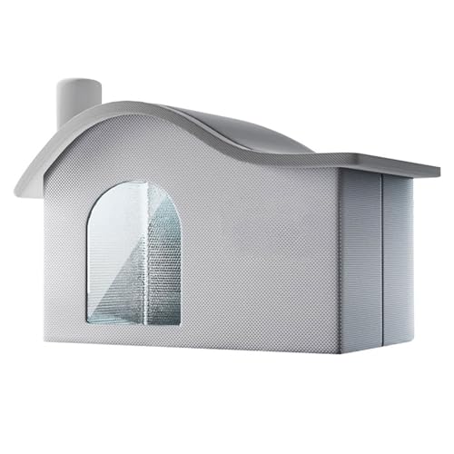 ASTVDFQK Katzenhaus Draußen, Wasserdichtes Katzenhaus for Wildkatzen, Mit Türvorhang, 6 Kühlakkus, for Wild-/Gemeinschaftskatzen(L) von ASTVDFQK