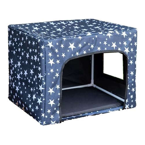 ASTVDFQK Katzenhaus Outdoor Im Freien, Seitenfenster, Wasserdichtes Katzenhaus for Wildkatzen, Hundehaus Mit Matte(B) von ASTVDFQK