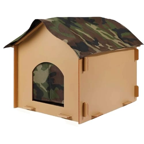 ASTVDFQK Katzenhaus for Draußen, Türvorhang, Verdickte Unterlage, Abnehmbares Katzenhütte for Draußen, Einfach Zu Montieren(M) von ASTVDFQK
