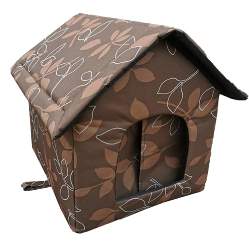 ASTVDFQK Katzenunterstand, Wetterfestes Katzenhaus for Draußen, Türvorhang-Design, Verdickte Polsterung, for Katzen, Hunde(B,XL) von ASTVDFQK