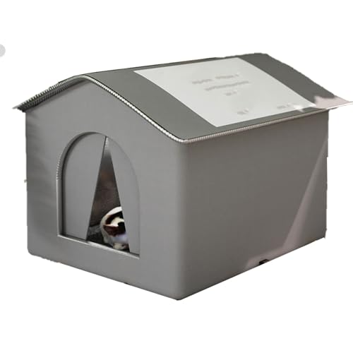 ASTVDFQK Katzenunterstand for Draußen, Wasserdichtes Winter Katzenhaus for Draußen, Mit Türvorhang, Wildkatzenhaus for Draußen for Hunde, Katzen(L) von ASTVDFQK