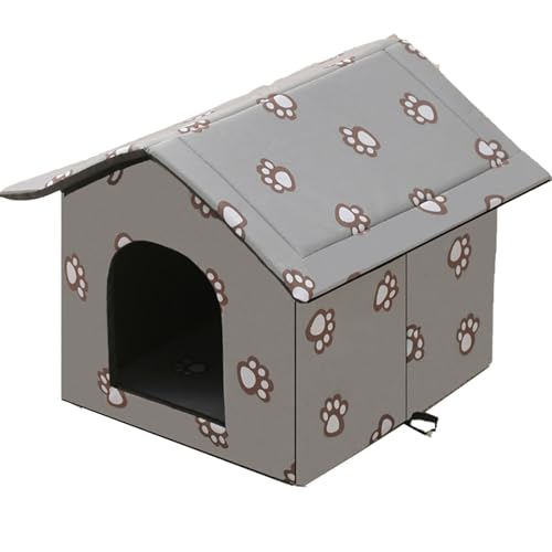 ASTVDFQK Wetterfestes Katzenhaus Outdoor, Abnehmbar Und Zusammenklappbar, Einfache Montage, Warmer Unterschlupf for Gemeinschafts-/Freigängerkatzen(Gray,S) von ASTVDFQK