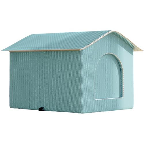 ASTVDFQK Wetterfestes Katzenhaus Outdoor, Hundehütte Mit Offenem Fenster, Einfache Montage, Warmer Unterschlupf Für Die Gemeinschaft/im Freien(Blue,L) von ASTVDFQK