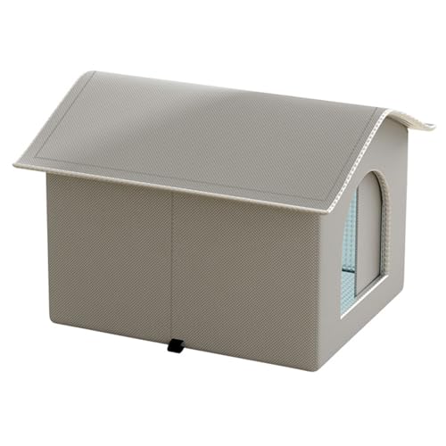 ASTVDFQK Wetterfestes Katzenhaus Outdoor, Hundehütte Mit Offenem Fenster, Einfache Montage, Warmer Unterschlupf Für Die Gemeinschaft/im Freien(Gray,M) von ASTVDFQK