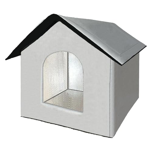 ASTVDFQK Wetterfestes Katzenhaus for Draußen, Unterschlupf for Wildkatzen for Mehrere Katzen, for Den Außen- Und Innenbereich(Gray,L) von ASTVDFQK