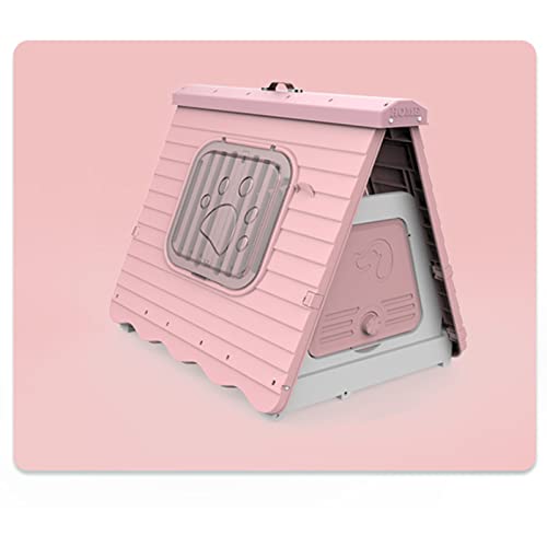 Kunststoff-Zelthütte, zusammenklappbar, tragbare Dachfenster-Haustierhütte, wasserdichte Hundehütte für den Innen- und Außenbereich (pink) von ASUMUI