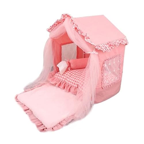 ASYHONG Katzenhundbett Haustierbett Zwinger Luxushund Puppy Prinzessin Zeltbett für waschbare Sommer Haustier Katze Innenbett Zwinger Matte Kissen für kleine mittelhund Hundebett Welpe Sofa KeYJ von ASYHONG