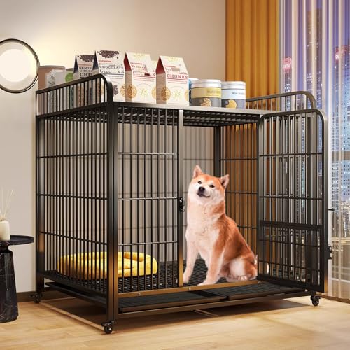 Innenhundzwinger, Hundekiste Tisch, Haustierkäfig, Heft Duty Dog Crodeniture, Hundezwinger mit Rädern, abnehmbares Tablett/95x65x90 cm KeYJ von ASYHONG