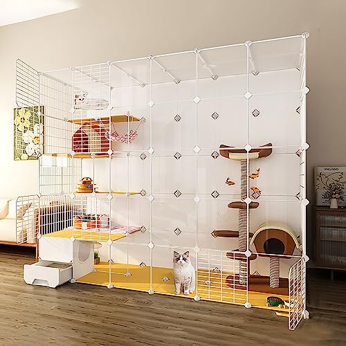 Große Katzenkäfige Für Den Innenbereich, DIY-Katzenlaufstall Mit Katzentoilette, Halbgeschlossenes, Abnehmbares Haustiergehege Aus Metalldraht, Großer Auslauf, Ideal Für 1–3 Katzen (219 X 75 X 183 C Große Katzenkäfige Für Den Innenbereich, DIY-Katzenlaufstall Mit Katzentoilette, Halbgeschlossenes, Abnehmbares Haustiergehege Aus Metalldraht, Großer Auslauf, Ideal Für 1–3 Katzen (219 X 75 X 183 C von ASumPio