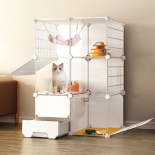 Große Katzenkäfige Für Den Innenbereich, DIY-Katzenlaufstall Mit Katzentoilette, Halbgeschlossenes, Abnehmbares Haustiergehege Aus Metalldraht, Großer Auslauf, Ideal Für 1–3 Katzen (75 X 49 X 111 cm Große Katzenkäfige Für Den Innenbereich, DIY-Katzenlaufstall Mit Katzentoilette, Halbgeschlossenes, Abnehmbares Haustiergehege Aus Metalldraht, Großer Auslauf, Ideal Für 1–3 Katzen (75 X 49 X 111 cm von ASumPio