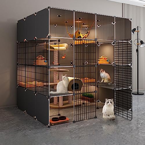 Haustierkäfige Für Kleintiere, Tragbarer Meerschweinchenkäfig, Kätzchenkäfig Für Hauskatzen, Drahtkatzenkäfig, Großer Auslauf, Ideal Für 1–2 Katzen (142 X 107 X 142 cm) von ASumPio