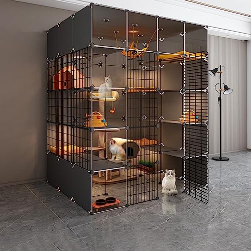 Haustierkäfige Für Kleintiere, Tragbarer Meerschweinchenkäfig, Kätzchenkäfig Für Hauskatzen, Drahtkatzenkäfig, Großer Auslauf, Ideal Für 1–2 Katzen (142 X 107 X 177 cm) von ASumPio