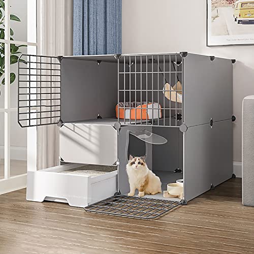 Katzenkäfig, Katzenkiste Mit Katzentoilette, DIY-Haustierkäfig, Katzengehege Für Den Innenbereich Für Kleintiere, Abnehmbares Katzenhaus, Kätzchenkiste, Auslauf, Ideal Für 1–3 Katzen (75 X 95 X 73 C Katzenkäfig, Katzenkiste Mit Katzentoilette, DIY-Haustierkäfig, Katzengehege Für Den Innenbereich Für Kleintiere, Abnehmbares Katzenhaus, Kätzchenkiste, Auslauf, Ideal Für 1–3 Katzen (75 X 95 X 73 C von ASumPio