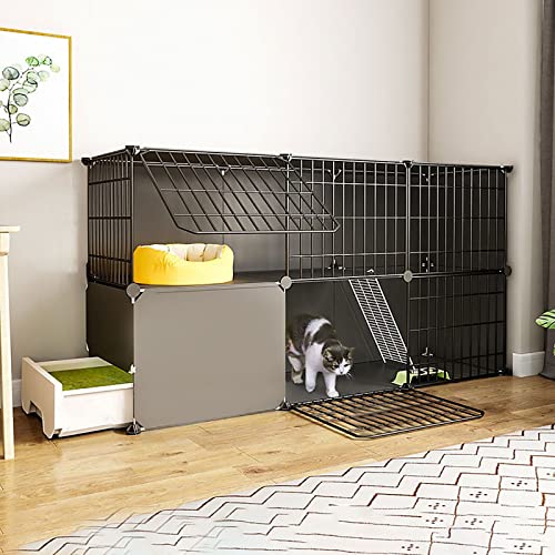 Katzenkäfig Für Den Innenbereich, DIY-Katzenkäfige, Laufstall, Abnehmbarer Metalldraht-Kätzchenkäfig, Haustier-Katzenzwinger, Gehege Mit Tür Für Kätzchen Und Kleintiere (Schwarz, 139 X 37 X 73 cm) Katzenkäfig Für Den Innenbereich, DIY-Katzenkäfige, Laufstall, Abnehmbarer Metalldraht-Kätzchenkäfig, Haustier-Katzenzwinger, Gehege Mit Tür Für Kätzchen Und Kleintiere (Schwarz, 139 X 37 X 73 cm) von ASumPio