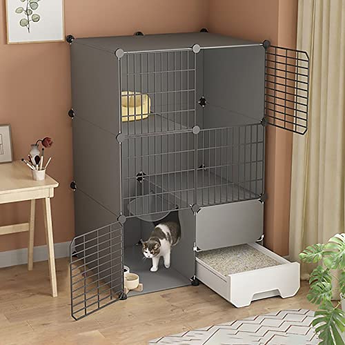 Katzenkäfig Für Den Innenbereich Mit Katzentoilette, Großer Abnehmbarer Kleintierkäfig Aus Metall, DIY-Katzenkäfige Mit 2/3 Ebenen, Anti-Spring-Kätzchenkiste, Haustierkäfige Für Den Innenbereich Für Katzenkäfig Für Den Innenbereich Mit Katzentoilette, Großer Abnehmbarer Kleintierkäfig Aus Metall, DIY-Katzenkäfige Mit 2/3 Ebenen, Anti-Spring-Kätzchenkiste, Haustierkäfige Für Den Innenbereich Für von ASumPio