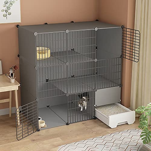Katzenkäfig Für Den Innenbereich Mit Katzentoilette, Großer Abnehmbarer Kleintierkäfig Aus Metall, DIY-Katzenkäfige Mit 2/3 Ebenen, Anti-Spring-Kätzchenkiste, Haustierkäfige Für Den Innenbereich Für Katzenkäfig Für Den Innenbereich Mit Katzentoilette, Großer Abnehmbarer Kleintierkäfig Aus Metall, DIY-Katzenkäfige Mit 2/3 Ebenen, Anti-Spring-Kätzchenkiste, Haustierkäfige Für Den Innenbereich Für von ASumPio
