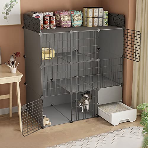 Katzenkäfig Für Den Innenbereich Mit Katzentoilette, Großer Abnehmbarer Kleintierkäfig Aus Metall, DIY-Katzenkäfige Mit 2/3 Ebenen, Anti-Spring-Kätzchenkiste, Haustierkäfige Für Den Innenbereich Für Katzenkäfig Für Den Innenbereich Mit Katzentoilette, Großer Abnehmbarer Kleintierkäfig Aus Metall, DIY-Katzenkäfige Mit 2/3 Ebenen, Anti-Spring-Kätzchenkiste, Haustierkäfige Für Den Innenbereich Für von ASumPio