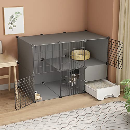 Katzenkäfig Für Den Innenbereich Mit Katzentoilette, Großer Abnehmbarer Kleintierkäfig Aus Metall, DIY-Katzenkäfige Mit 2/3 Ebenen, Anti-Spring-Kätzchenkiste, Haustierkäfige Für Den Innenbereich Für Katzenkäfig Für Den Innenbereich Mit Katzentoilette, Großer Abnehmbarer Kleintierkäfig Aus Metall, DIY-Katzenkäfige Mit 2/3 Ebenen, Anti-Spring-Kätzchenkiste, Haustierkäfige Für Den Innenbereich Für von ASumPio