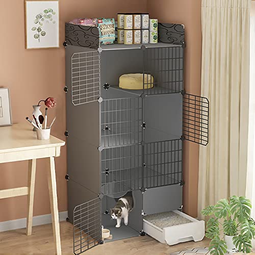 Katzenkäfig Für Den Innenbereich Mit Katzentoilette, Großer Abnehmbarer Kleintierkäfig Aus Metall, DIY-Katzenkäfige Mit 2/3 Ebenen, Anti-Spring-Kätzchenkiste, Haustierkäfige Für Den Innenbereich Für Katzenkäfig Für Den Innenbereich Mit Katzentoilette, Großer Abnehmbarer Kleintierkäfig Aus Metall, DIY-Katzenkäfige Mit 2/3 Ebenen, Anti-Spring-Kätzchenkiste, Haustierkäfige Für Den Innenbereich Für von ASumPio
