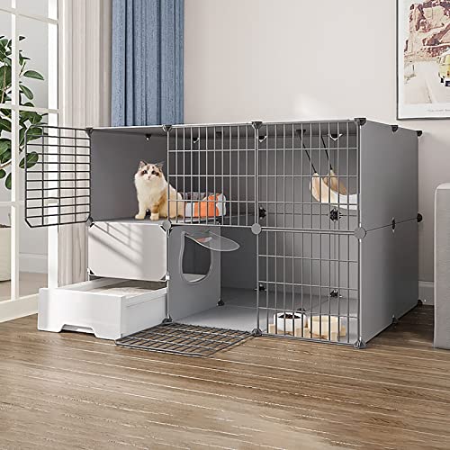 Katzenkäfig Für Den Innenbereich Mit Katzentoilette, Katzenkäfige, Laufstall, Katzengehege, Abnehmbarer Kleintierkäfig Aus Metall, DIY-Kätzchen-Laufstall, Extra Großer Platz Für Kleine Haustierkatze Katzenkäfig Für Den Innenbereich Mit Katzentoilette, Katzenkäfige, Laufstall, Katzengehege, Abnehmbarer Kleintierkäfig Aus Metall, DIY-Kätzchen-Laufstall, Extra Großer Platz Für Kleine Haustierkatze von ASumPio