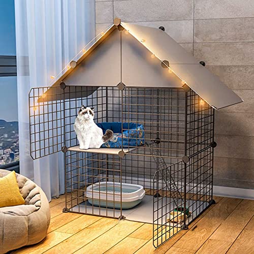 Katzenkäfig – Katzenkäfige Für Den Innenbereich, 2-Stöckiges Katzenhaus, Katzenlaufstall, Zusammenklappbarer Katzenkäfig Aus Metall Mit Katzentoilette, Katzenkäfig-Hängematte, Katzen-Außengehege – F Katzenkäfig – Katzenkäfige Für Den Innenbereich, 2-Stöckiges Katzenhaus, Katzenlaufstall, Zusammenklappbarer Katzenkäfig Aus Metall Mit Katzentoilette, Katzenkäfig-Hängematte, Katzen-Außengehege – F von ASumPio