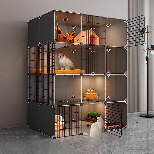 Katzenkäfige Für Den Innenbereich, Groß, Tragbarer Katzenkäfig, 3-Stöckiger Katzenkäfig, Haustierkäfige Für Kleintiere, Für 1–4 Katzen, Chinchillas, Kleintiere (107 X 77 X 142 cm) von ASumPio