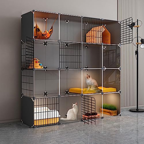 Katzenkäfige Für Den Innenbereich, Groß, Tragbarer Katzenkäfig, 3-Stöckiger Katzenkäfig, Haustierkäfige Für Kleintiere, Für 1–4 Katzen, Chinchillas, Kleintiere (142 X 37 X 142 cm) von ASumPio