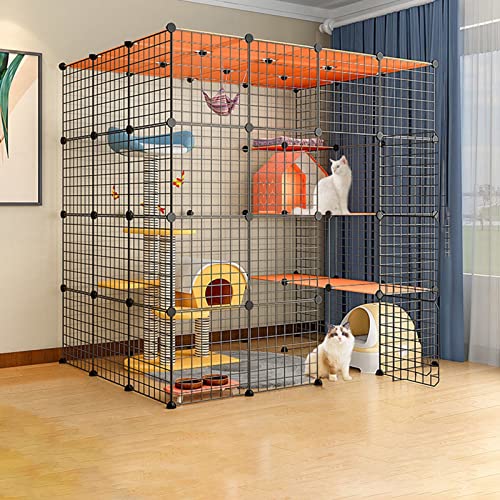 Katzenkäfige Für Den Innenbereich, Groß, Tragbarer Meerschweinchenkäfig, Haustierkäfige Für Kleintiere, Zusammenklappbarer Haustierkäfig, Katzenkäfig Extra Groß Mit Fußpolster Aus Kunstharz (Schwarz Katzenkäfige Für Den Innenbereich, Groß, Tragbarer Meerschweinchenkäfig, Haustierkäfige Für Kleintiere, Zusammenklappbarer Haustierkäfig, Katzenkäfig Extra Groß Mit Fußpolster Aus Kunstharz (Schwarz von ASumPio