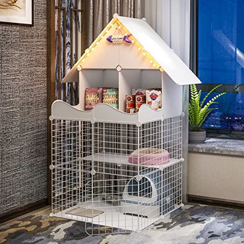 Katzenkäfige – Katzenkäfig Laufstall 3-stöckige Katzengehege Indoor Katzenkäfig Zwinger Katzenkiste Kätzchen Laufstall Frettchenkäfig Haustierkiste Tragbarer Hofzaun – für Kleintiere, Welpen, von ASumPio
