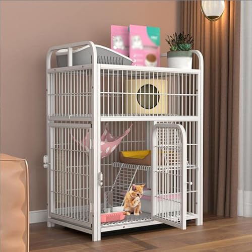 Katzenlaufstall Für Hauskatzen, Katzenkäfigträger, Haustierkäfige Für Kleintiere, Katzenzwinger, Katzenhaus, Haustiergehege, Katzenhäuser Für Draußen, Verstärkt Und Verdickt (Weiß 78 * 52 * 101 cm) von ASumPio