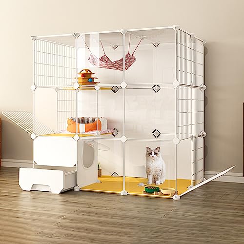 Tragbarer Katzenkäfig, Großer Katzenkäfig Für Den Innenbereich, Katzenkäfig Für Den Innenbereich Mit Katzentoilette, Haustierkäfige Für Kleintiere, DIY-Katzenlaufstall Für Den Innenbereich, Für Klei von ASumPio