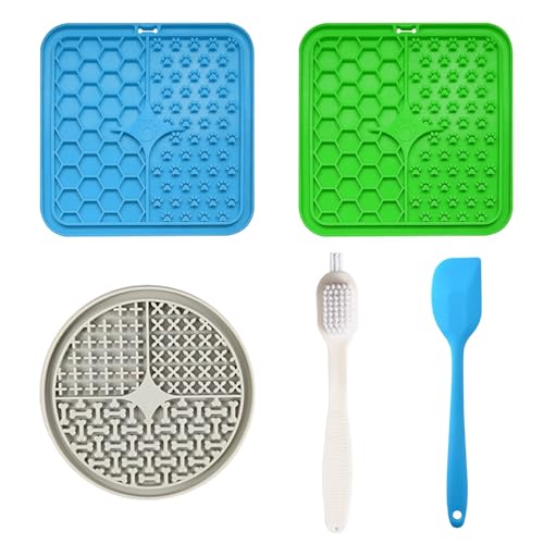 2 Stück Quadratische Hundeleckmatte Und 1 Stück Runde Hundeleckmatte Mit 1 Stück Silikonspatel, 1 Stück Reinigungsbürste, Haustierleckmatte, Silikonleckmatte 2 Stück Quadratische Hundeleckmatte Und 1 Stück Runde Hundeleckmatte Mit 1 Stück Silikonspatel, 1 Stück Reinigungsbürste, Haustierleckmatte, Silikonleckmatte von ATBUSS
