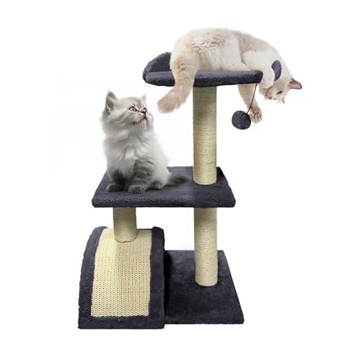 ATCHSAMA Katzenbaumturm, niedlicher Katzenturm mit Sisal-Kratzbäumen und Pads für Indoor-Katzen mit gemütlicher Sitzstange, Katzenmöbel, Aktivität-Hängematte für Kätzchen, erwachsene Katze, Dunkelgrau ATCHSAMA Katzenbaumturm, niedlicher Katzenturm mit Sisal-Kratzbäumen und Pads für Indoor-Katzen mit gemütlicher Sitzstange, Katzenmöbel, Aktivität-Hängematte für Kätzchen, erwachsene Katze, Dunkelgrau von ATCHSAMA