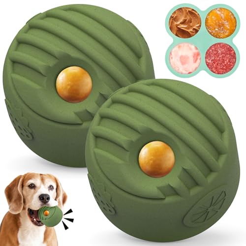 ATESON Interaktives Hundespielzeug für große Hunde (9 - 63,5 kg), 2 Stück, langlebiges, gefrierbares Gummi-Kauspielzeug, Minzduft, Angstlinderungspuzzle, Leckerli-Spender, leicht zu reinigen, von ATESON