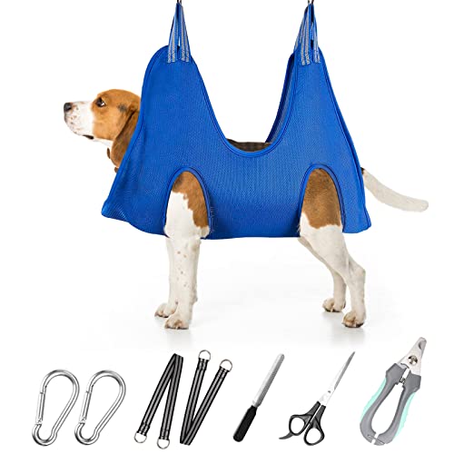 ATESON Pet Dog Grooming Hammock Harness for Medium Dogs Nail Trimming, Dog Sling for Cutting Nails, Dog Hanging Holder Hanger for Clipping Nails with Nail Clippers, Nail File, Scissors von ATESON