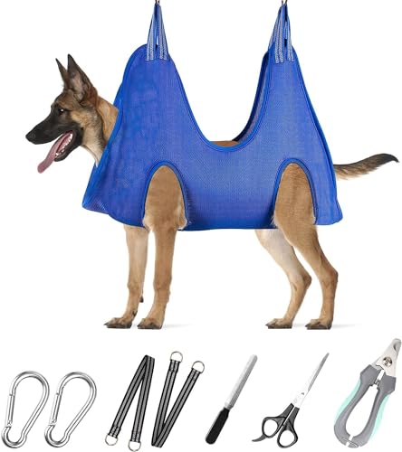 ATESON Pet Grooming Hängematte für XL Große Hunde mit Nagelknipser/Nagelschneider/Fellpflegeschere, Hundepflegegeschirr für Nageltrimmen, Haustierpflegeschlaufe, XL für große Hunde von ATESON