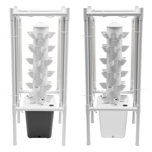6 Etagen Vertikale Hydroponik Anbausatz Hydroponische Pflanzer Keimung Kit,mit Wasserpumpe, Wasserstandsanzeiger, 4 LED-Lampen,Schlauch, Adapter,für Obst und Gemüse von ATIVLB