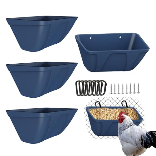 Feeimer zum Aufhängen von Hühnern für Enten, Ferkel, Ziegenfutterstation, Geflügel, Futterbehälter für Viehfuttertrog, Wassereimer (blau 4) von ATKSKYO