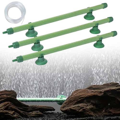 ATMWM 3 Stück Luftstein Diffusor mit Saugnapfbecher und Schlauch, 7 inch Aquarium Blase Belüftungsrohr, Aquarium Luftstein Unterwasser Blasen Rohr, Air Stone Diffusor Sauerstoffpumpe Diffusor von ATMWM