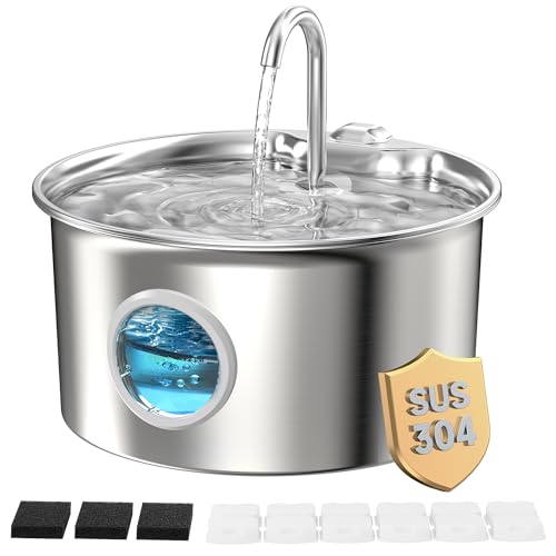 Katzenbrunnen Edelstahl Trinkbrunnen Katze: 2.6L Katzen Wasserbrunnen Leise mit Wasserstandsfenster - Automatic Katzen Brunnen Metall mit Led Licht - Angebot 6 Aktivkohlefilter Filter + 3 Sponges Katzenbrunnen Edelstahl Trinkbrunnen Katze: 2.6L Katzen Wasserbrunnen Leise mit Wasserstandsfenster - Automatic Katzen Brunnen Metall mit Led Licht - Angebot 6 Aktivkohlefilter Filter + 3 Sponges von ATMZIQXR