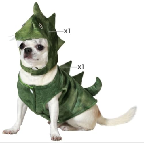 Atosa Dinosaurierkostüm für Hunde, Grün, S, Velours und Filz Atosa Dinosaurierkostüm für Hunde, Grün, S, Velours und Filz von ATOSA